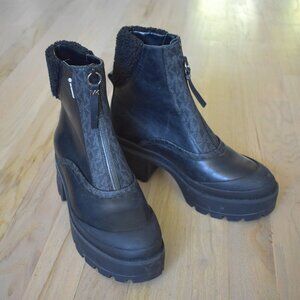 Michael Kors Women Channing Waterproof Black Rain Platform Lug Sole Boots